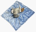 Elephant  Lovey Security Blanket Baby Essentials Blue Grey White Elephant Design