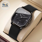 Fashion Square Dial Men s Watches Minimalist Quartz Watch Casual Leather Strap W