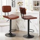 2 Pcs Swivel Bar Stools Ounter Height Upholstered Barstools Adjustable Bar Chair
