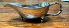 Vtg  Silver Plate Gravy Sauce Boat Server Bowl Unique Branch Handle Footed