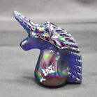 Vtg Unicorn Carnival Cobalt Blue Iridescent Speckled Art Glass Figurine Paperwei