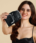 Genuine Leather Cigarette And Lighter Case In Black With Secure Clasp