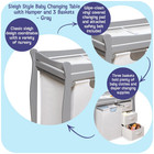Sleigh-style Baby Changing Table - Diaper Changing Station With 3 Storage Basket
