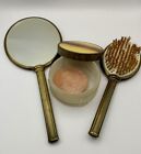 Antique Art Deco Vanity Set Mirror Brush Powder Jar  1167 