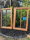 2 - 28 X 17-18 Vintage Window Sash Old 2 Pane Top   Bottom Frame From 1970s
