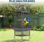 61  Tall Bird Cage With Rolling Stand metal Parrot Cage With Play Top   Bowls