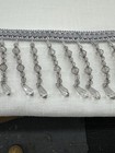 3    Beaded Trim Fringe W  Gimp Top Sold By The Yard  Gray   Silver