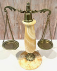 Vintage Marble Brass Metal Scales Of Justice Decor