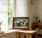 Vintage Gold Framed Wall Art  3d Textured Victorian Woman Canvas Print