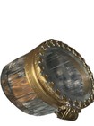 Vintage Ornate Glass Trinket Box Gold Ormolu Style Jewelry Casket Beveled Lid