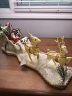 Rare Vintage 1950s Japan Putz Santa Sleigh 2 Celluloid Reindeer Styrofoam Mica