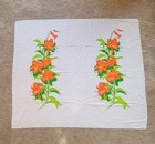 Vintage Mcm Alfred Shaneen Hawaii Linen Hand Painted Fabric Orange Lilly Flowers