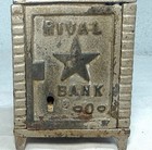 Antique Early 1900 s Cast Iron Rival Star Safe Lock Deposit Coin Still Bank