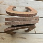 4 Vtg Pitching Horseshoes   Red Unbranded unmarked   Rusty Barn Find