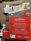 Sunbeam Microplush  Heated Blanket Gray Microplush 12 Heat Settings Twin 62 X 84