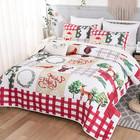 Christmas Quilt Set Queen Rustic Christmas Tree Snowman Holly Holiday Wreath Pat