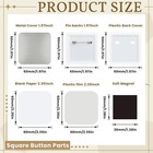 100 Sets 50mm 1 97 Inch Square Button Parts  Include 50 Fridge Magnet Maker 