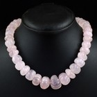 657 Cts Natural Pink Rose Quartz Flower Carved Beads Womens Necklace Jk 12e369