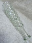 Bud Vase Spiral Ringed Clear Thick 12  Decorative Glass Bottle Holds 22 Ounces
