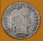 1900 S - Liberty Head  barber  Silver Dime 10   - G - Good Dbkja