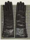Vtg Floriana Leather Gloves Black Brown Trim 8 Buttons Italy Size 6 5 Silk Lined