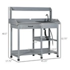Outdoor Potting Bench Table W  Drawer Removable Sink Storage Shelves And Hooks
