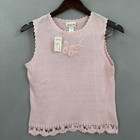 Vintage Lims Sweater Vest Womens Large Floral 3d Appliqu   Crochet Knit Pink Y2k