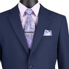 Big   Tall Men s Navy Blue 2-button Classic-fit Poplin Polyester Suit Nwt