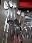 50   Lot Of Mixed Pattern Vintage Silverplate Flatware With Wooden Storage Box