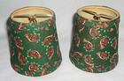 2 vintage Paisley  floral   Trumpet   Horn  Boudoir Lamp Shades  clip on  4 x4 