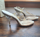 Vintage Pair Of Kay King Lucite   Rhinestone High Heel Shoes W original Box
