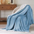 Nib Bedsure Washed Blue Sherpa Fleece Throw Blanket 50 X 60