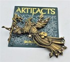 Jj Jonette Jewelry Bronze Pewter  wizard Staff Snake Crystal Ball Gems Brooch 3 