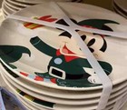 Disney Parks Holidays Christmas Mickey Mouse Elf Ceramic Plates - Set Of 4 New 
