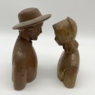 Amish Man And Woman Gilded Bronze Patina Busts Figures Bookends Statue