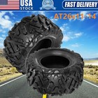 Set 2 Utv Atv Tires 26x11-14 26x11x14 6pr Mud 26x11 00-14 26x11 00x14 Tubeless