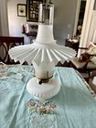 Vintage Milk Glass Lamp With Milk Glass Petticoat Shade 