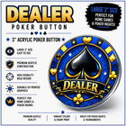 New 3  Diameter Acrylic Dealer Poker Button - Texas Hold em - By Chipdaddy