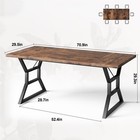 Farmhouse Wooden 70 9  Large Dining Room Table For 6 W  Heavy Duty Metal Legs