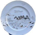 3 Vintage Japanese Kutani Fine China Dinner Plates 10    Hand Painted Gold Mt Fuji