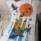 Vintage Key Bee R  Batchelder Pelican Bird Linen Tea Towel Retro Decor