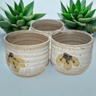 Vtg 3-section Planter Pot Candle Holder Ceramic Pottery Artist Signed Rose West