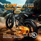 1500w 20   Fat Tire Electric Bike For Adult 34mph 75mile Fast E-mountain Ebike