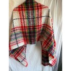 Unbranded Plaid Shawl Wrap Red Green White Tartan Oversized Scarf Frayed Edge