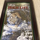 Miller High Life Beer Wildlife Series Mirror Sign Wisconsin Bobcat