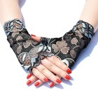 Women Sexy Wrist Length Lace Fingerless Gloves Flower Pattern Bridal Wedding