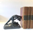 Pair Art Deco Draped Dancing Nude Bookends Heavy Bronze 1930s