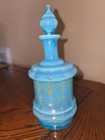 Victorian Lt Blue Opalescent Enamel Perfume Bottle   Stopper  Scent  7  French