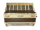 Vintage Hohner Piano Accordion Cream Pearl Finish W  Hard Case Untested Germany