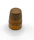 Vintage Brass Sewing Thimble With Greek Key Pattern   Antique Needlework Tool